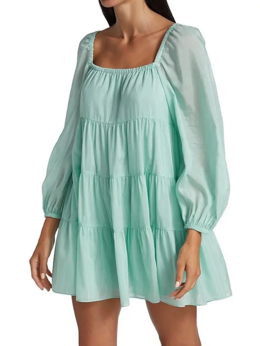 NWT - Alice + Olivia Rowen Tiered Square-Neck Tunic Dress (XL)